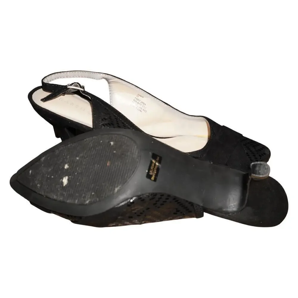 Karen Scott Ghyen Black Slingback Heels Size 10 Women’s Pointed Toe Kitten Pump